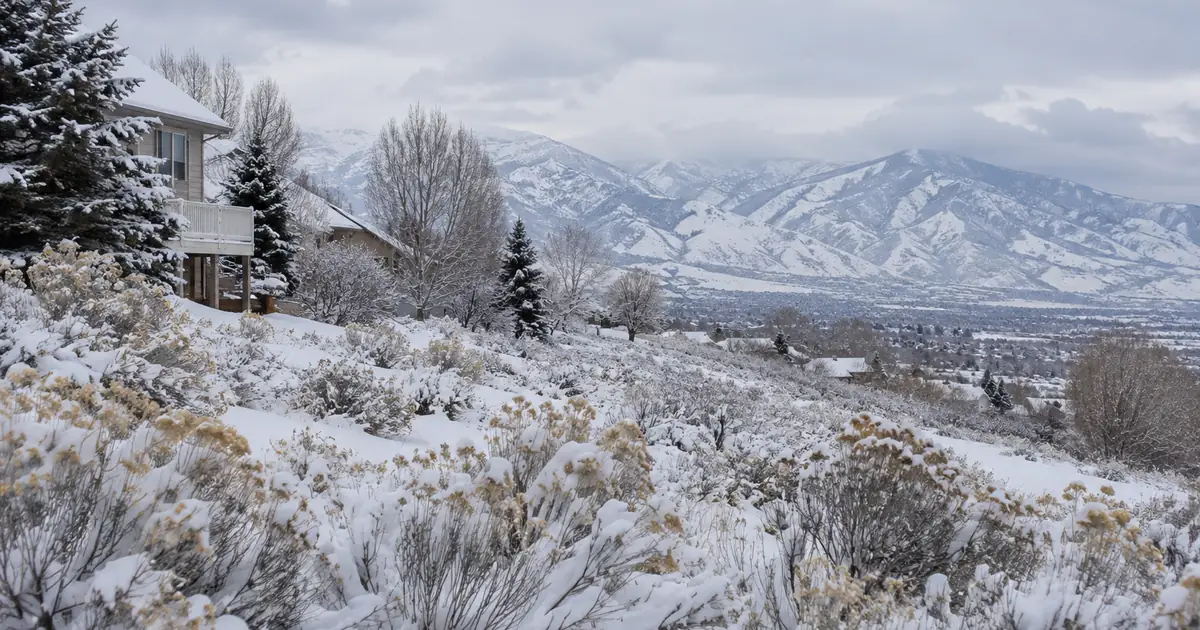AI-generated illustration: snow on the foothills