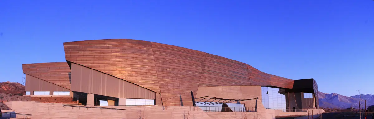 Copper-clad exterior of the Natural History Museum of Utah at the Rio Tinto Center