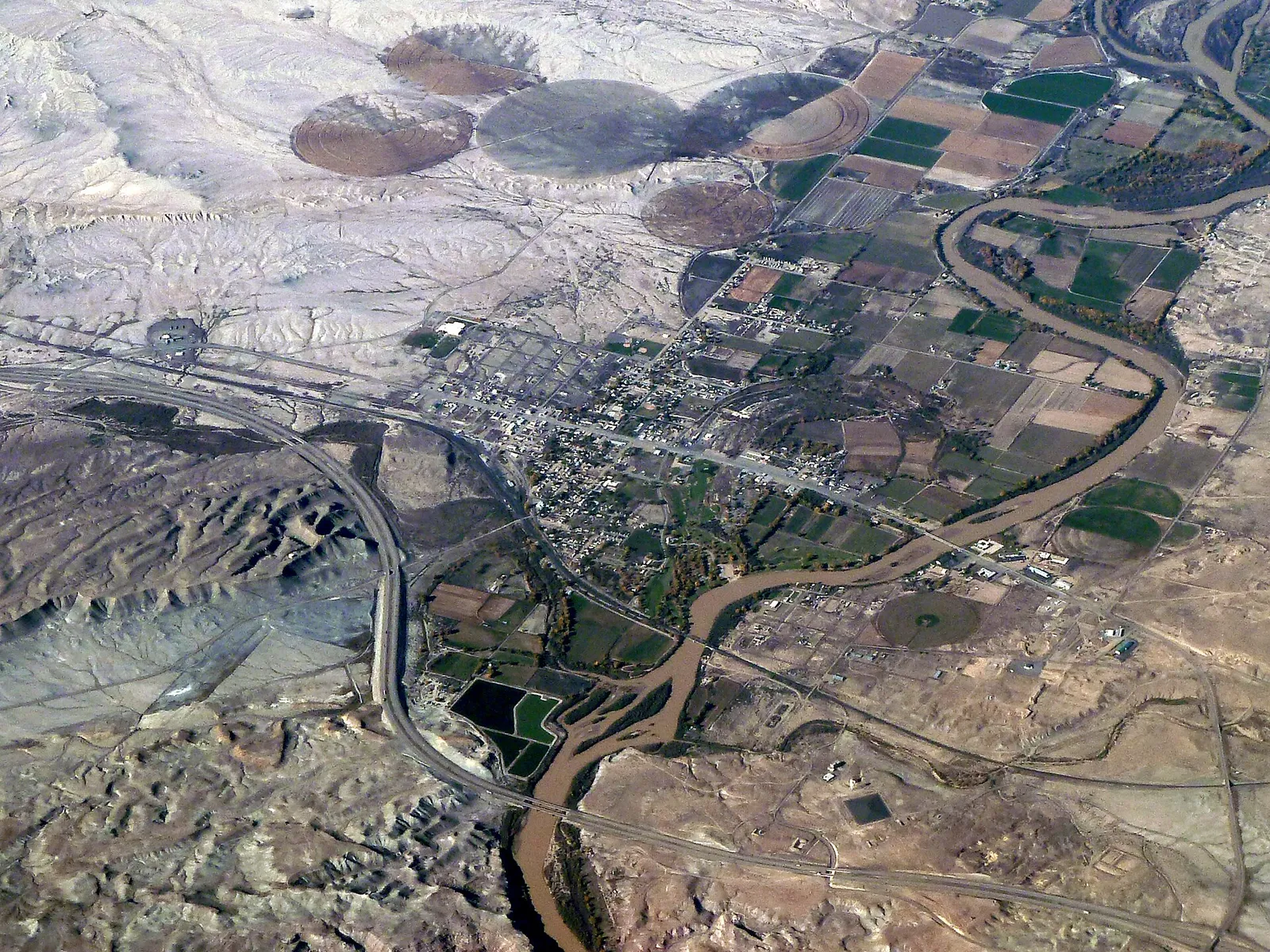 Aerial view of Green River, Utah