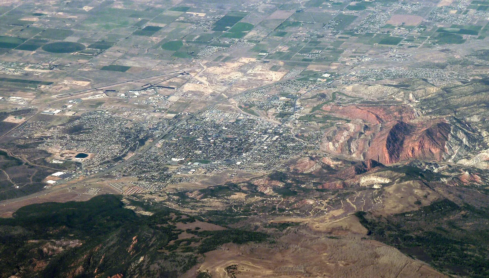 An aerial view of Cedar City and the surrounding landscape