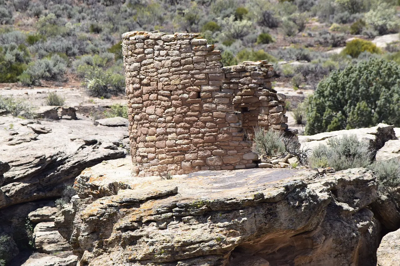 Ancestral Puebloan stone towers on the canyon rim at Hovenweep National Monument