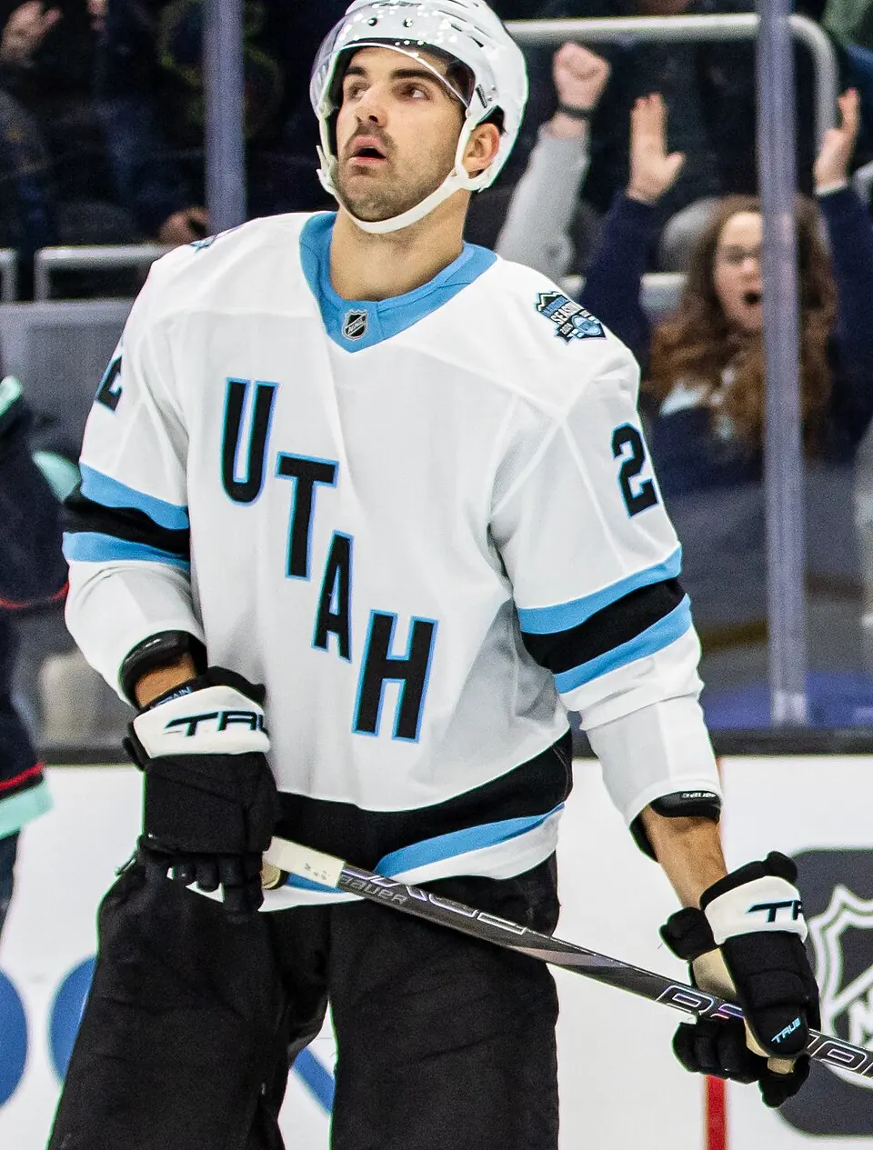 Utah forward Jack McBain on the ice during a game against the Seattle Kraken on December 30, 2024