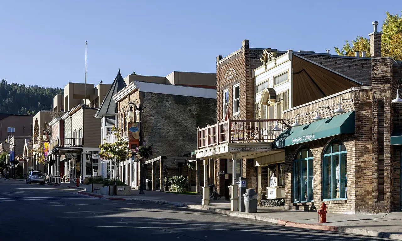 Historic storefronts along Main Street in Park City, Utah