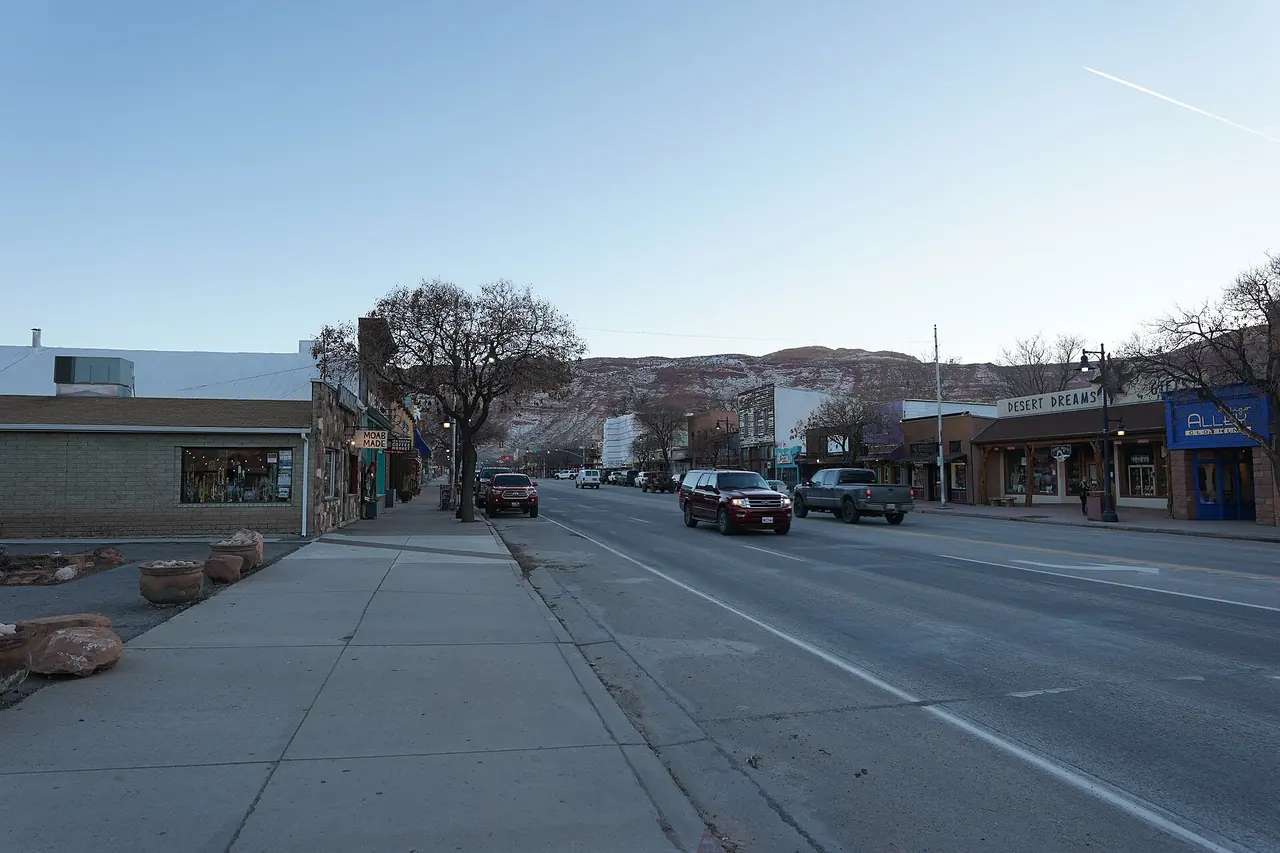 Main Street in Moab, Utah, in January 2019