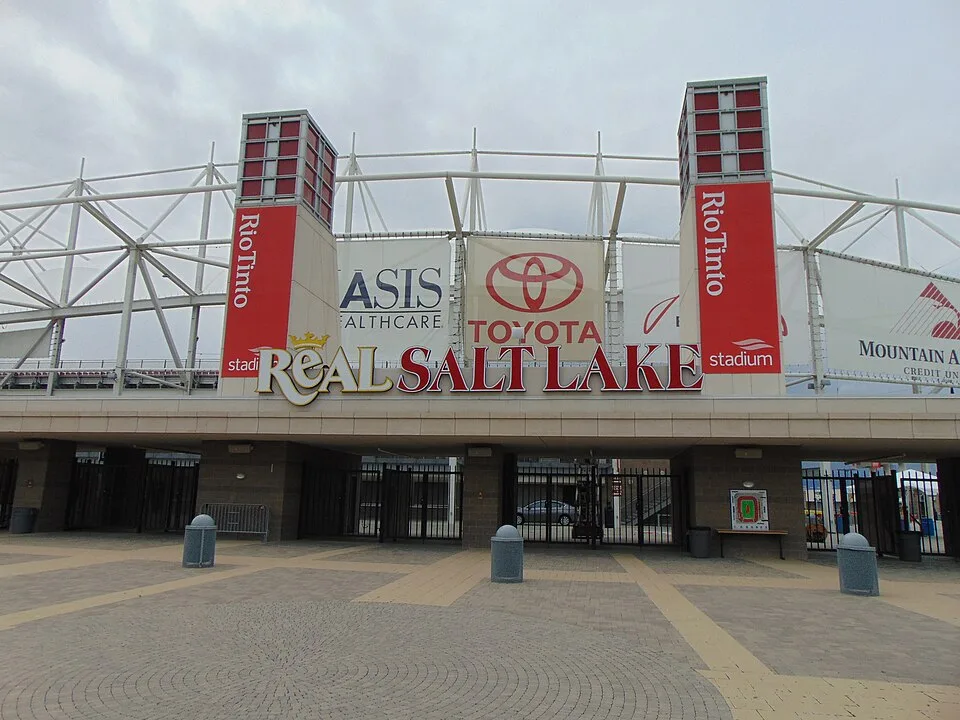 The entrance to Rio Tinto Stadium in Sandy