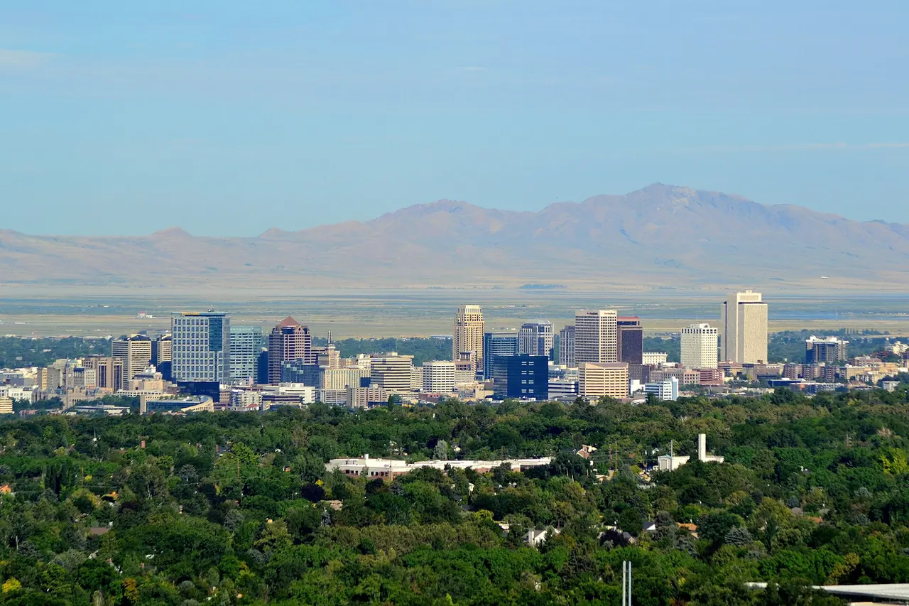 Downtown Salt Lake City's skyline seen from the east bench on a summer day