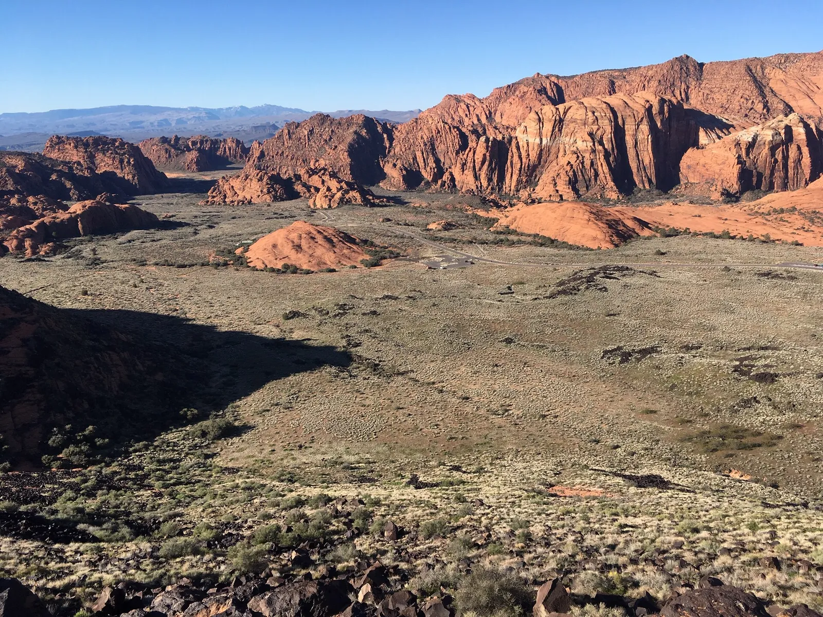 Sandstone slopes and cliffs in Snow Canyon, Utah.