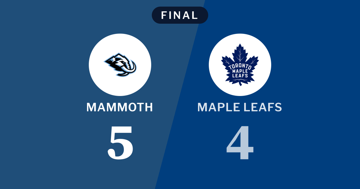 Final score: Utah Mammoth 5, Toronto Maple Leafs 4
