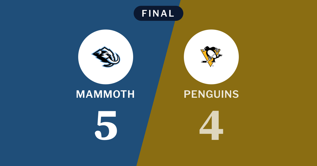 Final score: Utah Mammoth 5, Pittsburgh Penguins 4